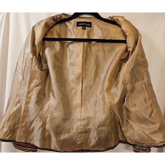 Isabel & Nina Womens Textured Knit Blazer Brown Gold Multi Color Jacket Size 6 - Picture 7 of 10